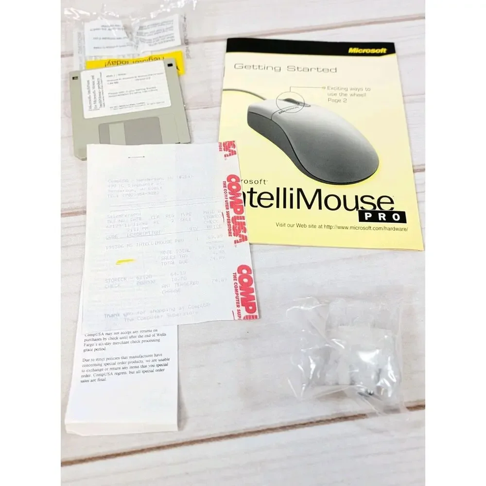 Microsoft IntelliMouse PRO for Windows 1998 Original Box, Manual & Receipt READ